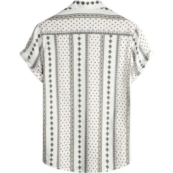 Mens Casual Short Sleeve Button Down Shirts Regular Fit Hawaiian Summer - Picture 2 of 8